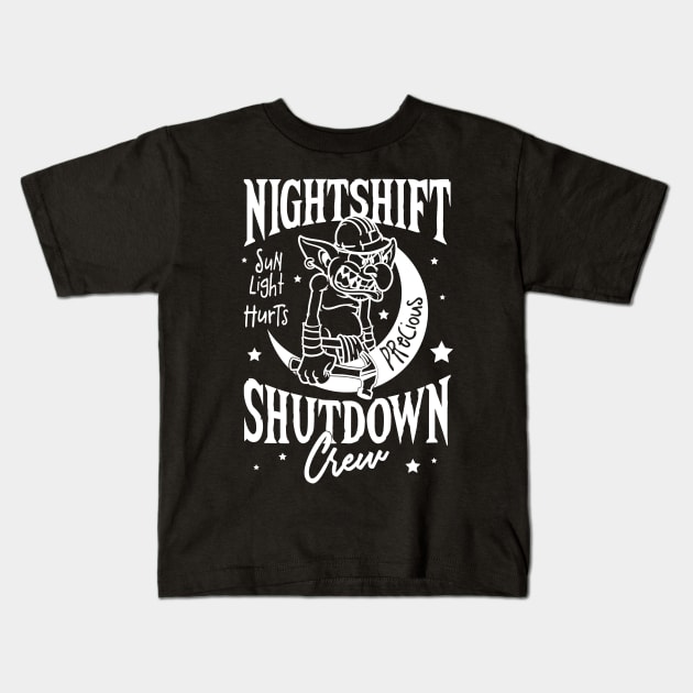 Nightshift Shutdown Kids T-Shirt by Scaffoldmob